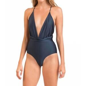 NEW RIO DE SOL women's shimmer vegas cheeky one piece swimsuit in shark